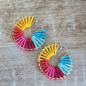 Colorful Beaded Hoop Earrings